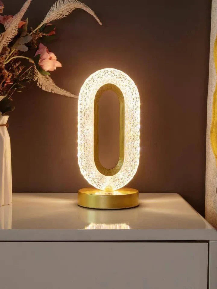 Kristallen Tafellamp in Rose Gold – Draadloos, Tactiel & Stijlvol