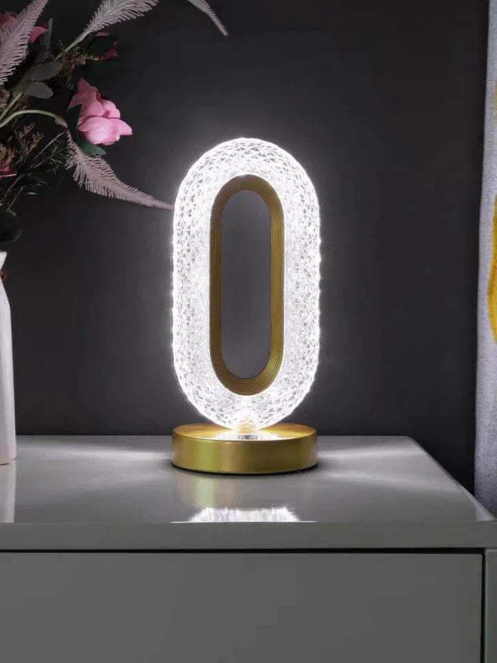 Kristallen Tafellamp in Rose Gold – Draadloos, Tactiel & Stijlvol