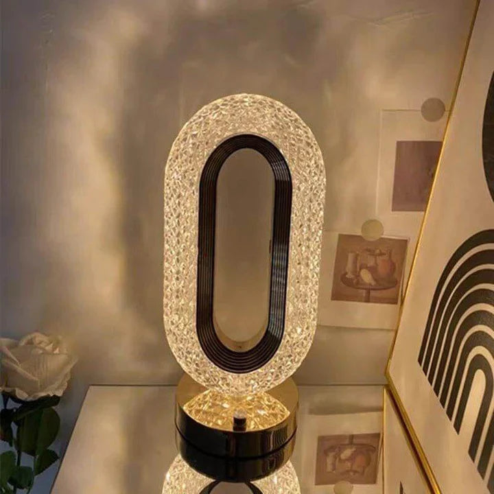 Kristallen Tafellamp in Rose Gold – Draadloos, Tactiel & Stijlvol